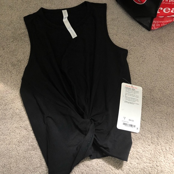lululemon athletica Tops - Lululemon Black luon crescent cropped tank